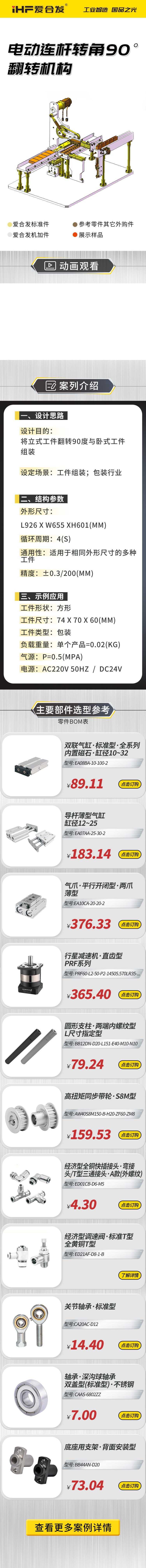 愛合發案例介紹：電動連杆轉角90°翻轉機構！